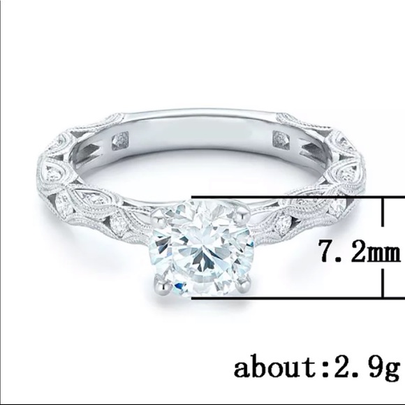 New 925 Silver Exquisitely Carved Diamond Ring - Picture 3 of 4